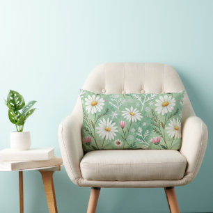 Cojín Lumbar Modern Daisy Flowers Winter pattern