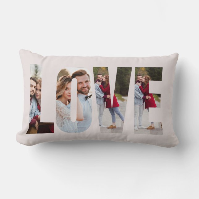 Cojín Lumbar Modern Love Frame 4 Photo Personalized (Anverso)