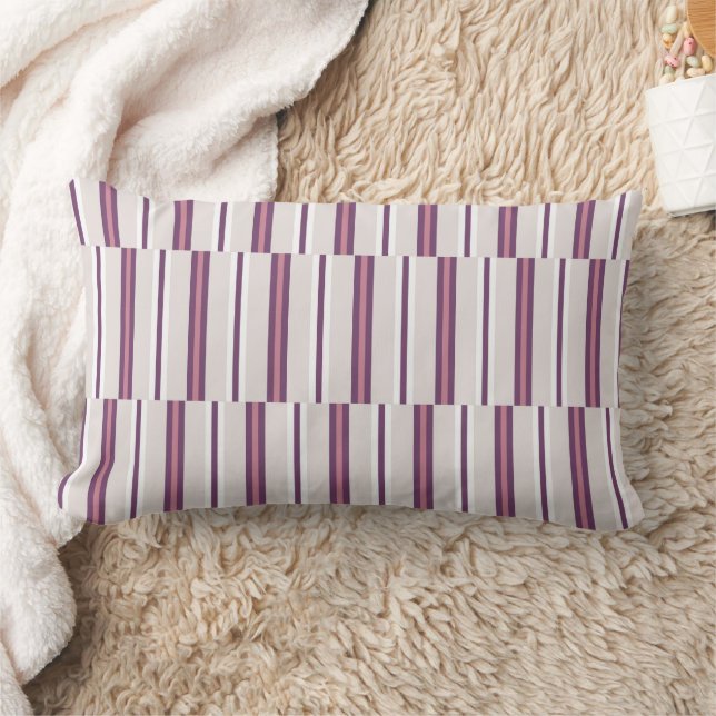 Cojín Lumbar Modern Mauve and Plum Stripe (Manta)