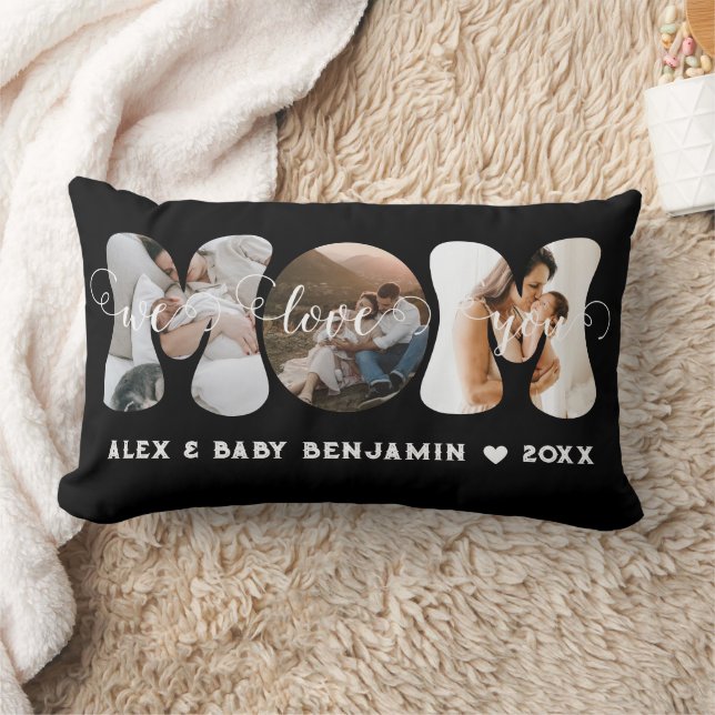 Cojín Lumbar Modern We Love You Mom Photo collage (Manta)