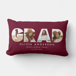 Cojín Lumbar Moderna graduación geométrica burgundy multifoto