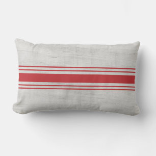 Cojín Lumbar Moderna Rústica Cubierta de grano Sack Tiras Roja