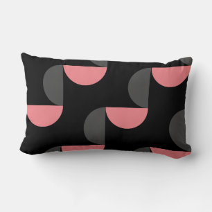 Cojín Lumbar Moderno de mediados de siglo Rosa negro y gris