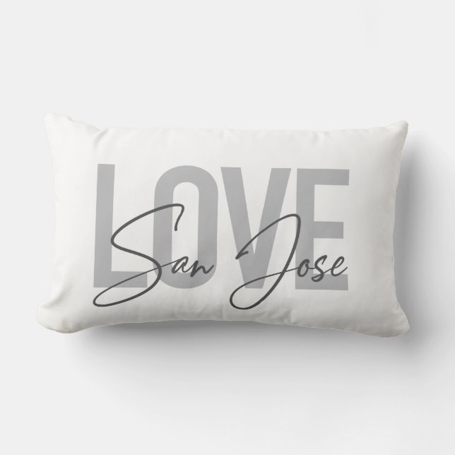 Cojín Lumbar Moderno, simple, moda, diseño fresco Love San José (Anverso)