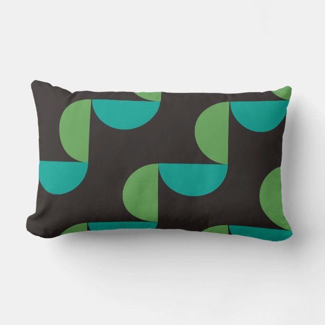 Cojín Lumbar Moderno, verde marrón y turquesa de mediados de si (Anverso)