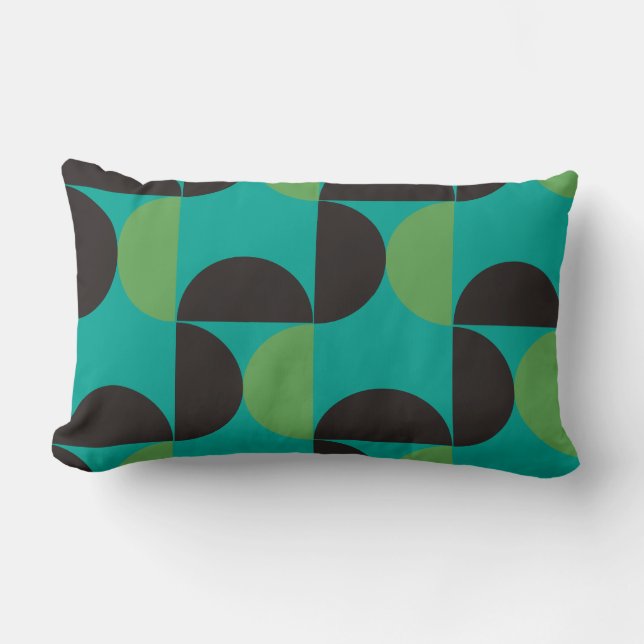 Cojín Lumbar Moderno, verde marrón y turquesa de mediados de si (Anverso)