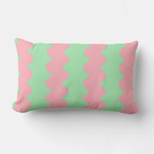Cojín Lumbar Moderno Verde Rosa Onda de Raya Minimalista Primav
