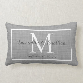 Cojín Lumbar Moderno y elegante Moda Monograma Gris Boda Keepsa