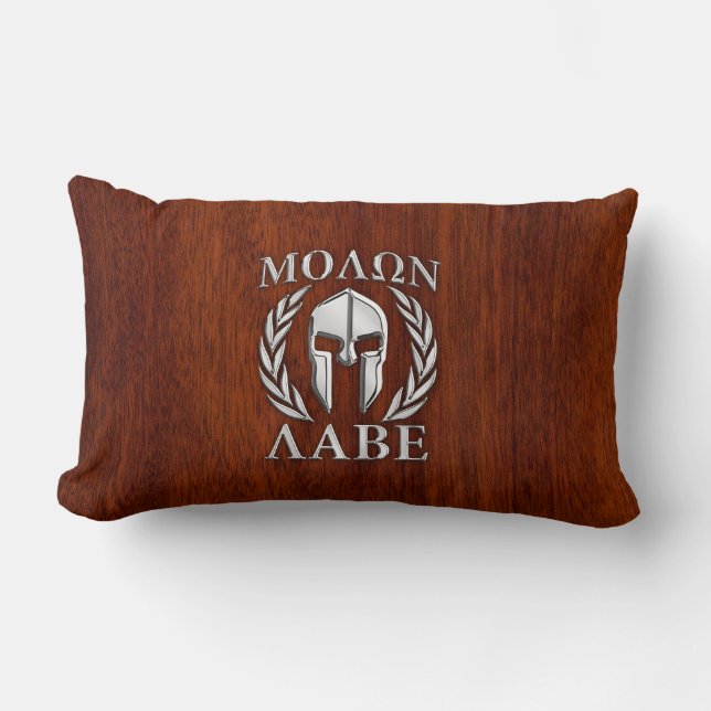 Cojín Lumbar Molon Labe Guerrero Espartano Laureados Decoración (Anverso)