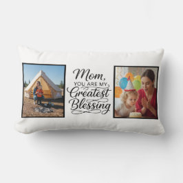 Cojín Lumbar Mom Greatest Blessing 2 Photo Custom Black White
