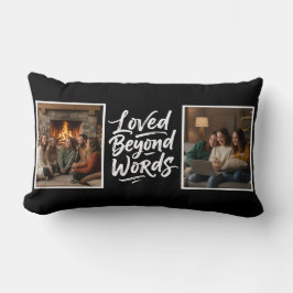 Cojín Lumbar Mom Loved Beyond Words Custom 2 Photo Black