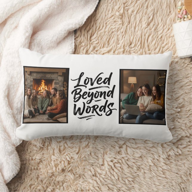 Cojín Lumbar Mom Loved Beyond Words Custom 2 Photo Minimalist (Manta)