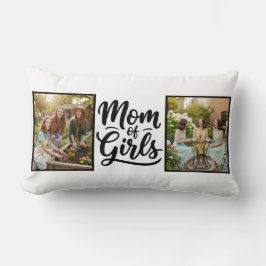 Cojín Lumbar Mom of Girls Brush Script Double Photo