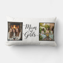 Cojín Lumbar Mom of Girls Modern Elegant Script Double Photo