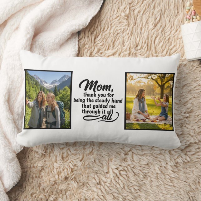 Cojín Lumbar Mom Steady Hand Guided Me Brush Script 2 Photo (Manta)