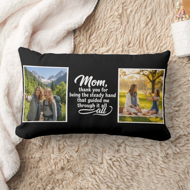 Cojín Lumbar Mom Steady Hand Guided Me Script 2 Photo Black (Manta)