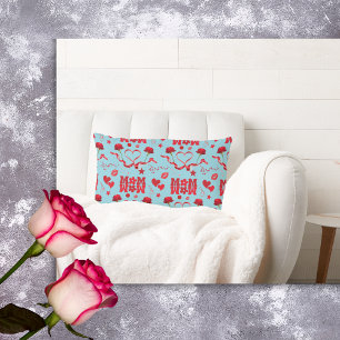 Cojín Lumbar MOM/WOW: Una carta de amor en rojo sobre azul