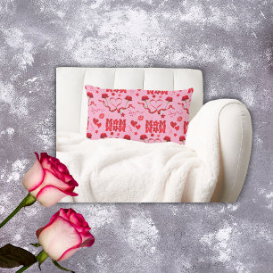 Cojín Lumbar MOM/WOW: Una carta de amor en rojo sobre rosa  