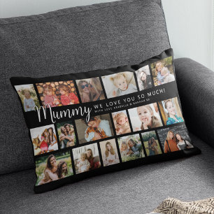 Cojín Lumbar Momia personalizada con 18 fotos en collage