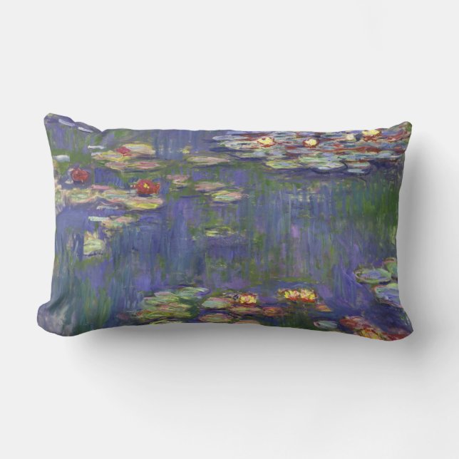 Cojín Lumbar Monet Water Lilies Masterpiece Pintura (Anverso)