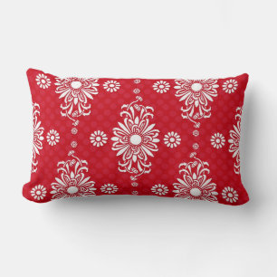 Cojín Lumbar Mono floral rojo y blanco lindo