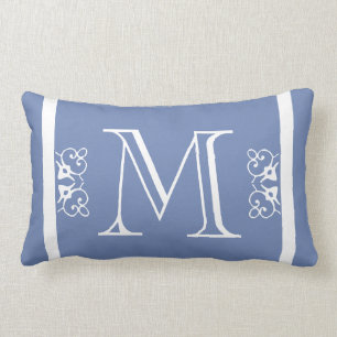 Cojín Lumbar MONOGRAM personalizado sólido de color azul