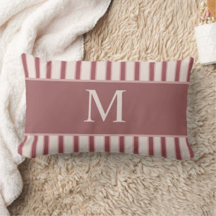Cojín Lumbar Monogram Retro Stripes Pink Burgundy