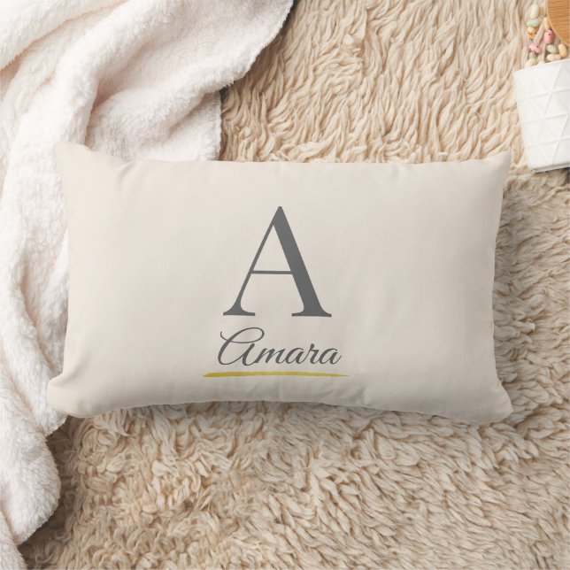 Cojín Lumbar Monograma beige elegante (Manta)