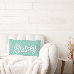 Cojín Lumbar Monograma blanco acuático moderno y nombre