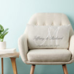 Cojín Lumbar Monograma blanco Rústico Aspecto Rústico Boda de l<br><div class="desc">Regalo boda personalizado para recién casados.Rústico aspecto de lino impreso y almohada inicial monograma blanco con nombres de novias y novios y fecha boda en un diseño de tipo de letra superpuesta en un fondo de efecto fotográfico de lino beige claro IMPRESO. Elke Clarke© para MonogramGallery en Zazzle. Hace un...</div>