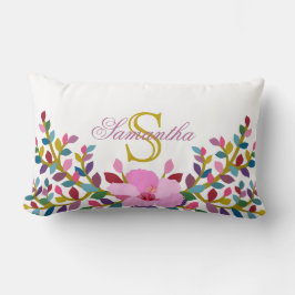 Cojín Lumbar Monograma Boho Hibiscus Lumbar Pillow