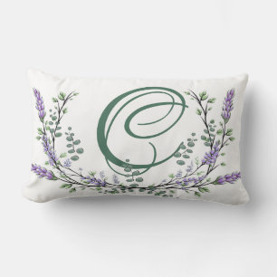 Cojín Lumbar Monograma C Lavender Eucalipto
