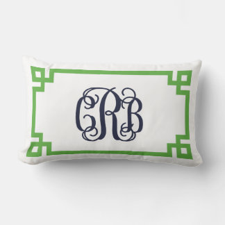 Cojín Lumbar Monograma CRB de escritura de clave griega verde y