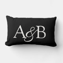 Cojín Lumbar Monograma de Ampersand Negro y Blanco Pareja