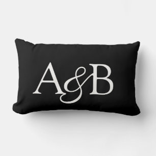 Cojín Lumbar Monograma de Ampersand Negro y Blanco Pareja
