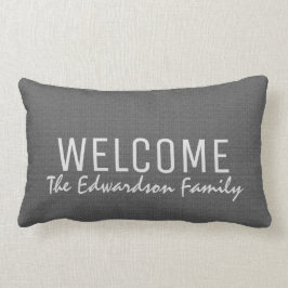 Cojín Lumbar Monograma de bienvenida de la familia de bienvenid