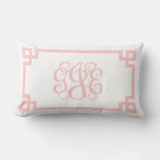 Cojín Lumbar Monograma de escritura de clave griega rosa claro