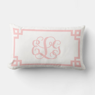 Cojín Lumbar Monograma de escritura de clave griega rosa claro