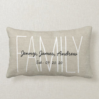Cojín Lumbar Monograma de familia Personalizado con aspecto lin