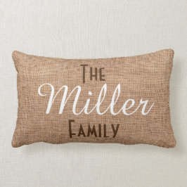 Cojín Lumbar Monograma de la familia con efecto rústico de la