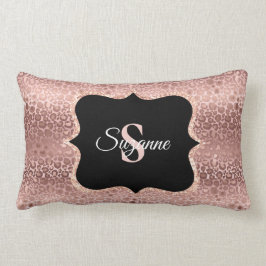 Cojín Lumbar Monograma de Leopardo de Oro Rosa Giratorio Person