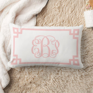 Cojín Lumbar Monograma de letra script rosa claro EBP con llave