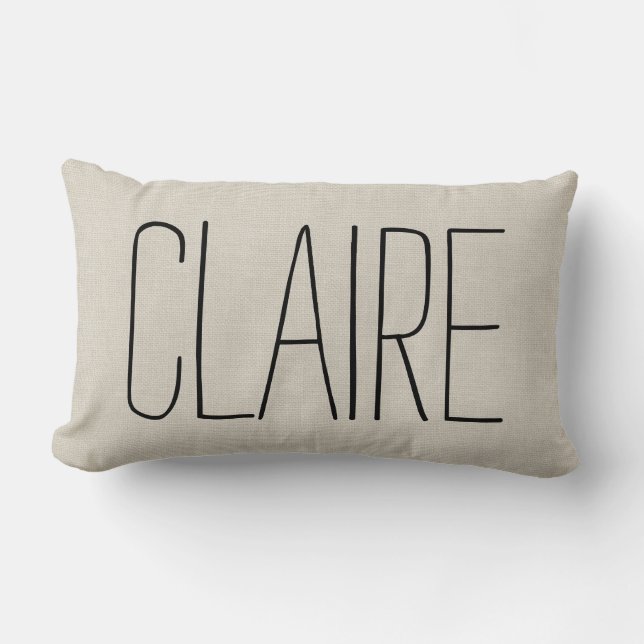 Cojín Lumbar Monograma de nombre de marfil ruso (Anverso)