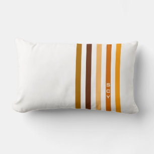 Cojín Lumbar Monograma de rayas verticales naranja marrón claro
