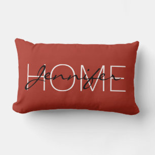 Cojín Lumbar Monograma del hogar de color rojo chino