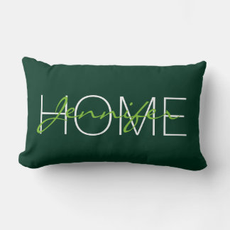 Cojín Lumbar Monograma del hogar de color verde oscuro