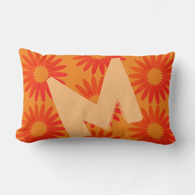 Cojín Lumbar Monograma del patrón floral brillante de la colecc (Anverso)