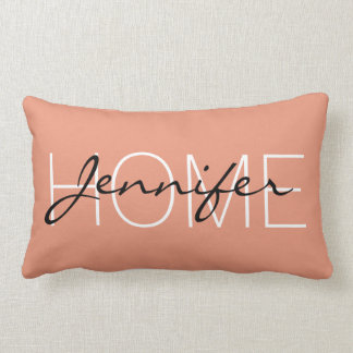 Cojín Lumbar Monograma doméstico color salmón oscuro