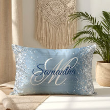Monograma elegante de papel de aluminio azul claro