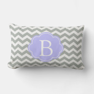 Cojín Lumbar Monograma elegante gris chevron moderno y trendy